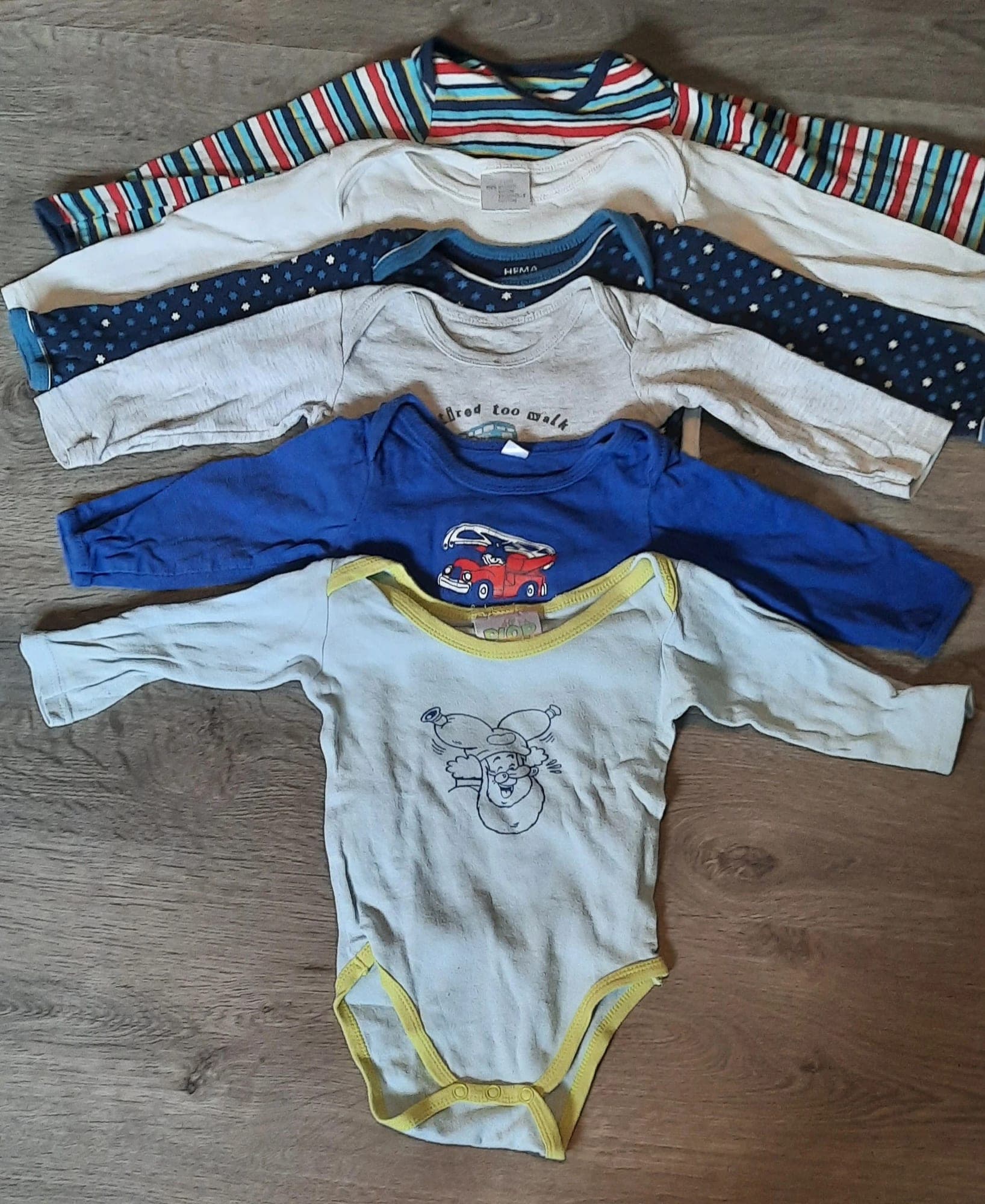 6 body's met lange mouwen, maat 74 cm