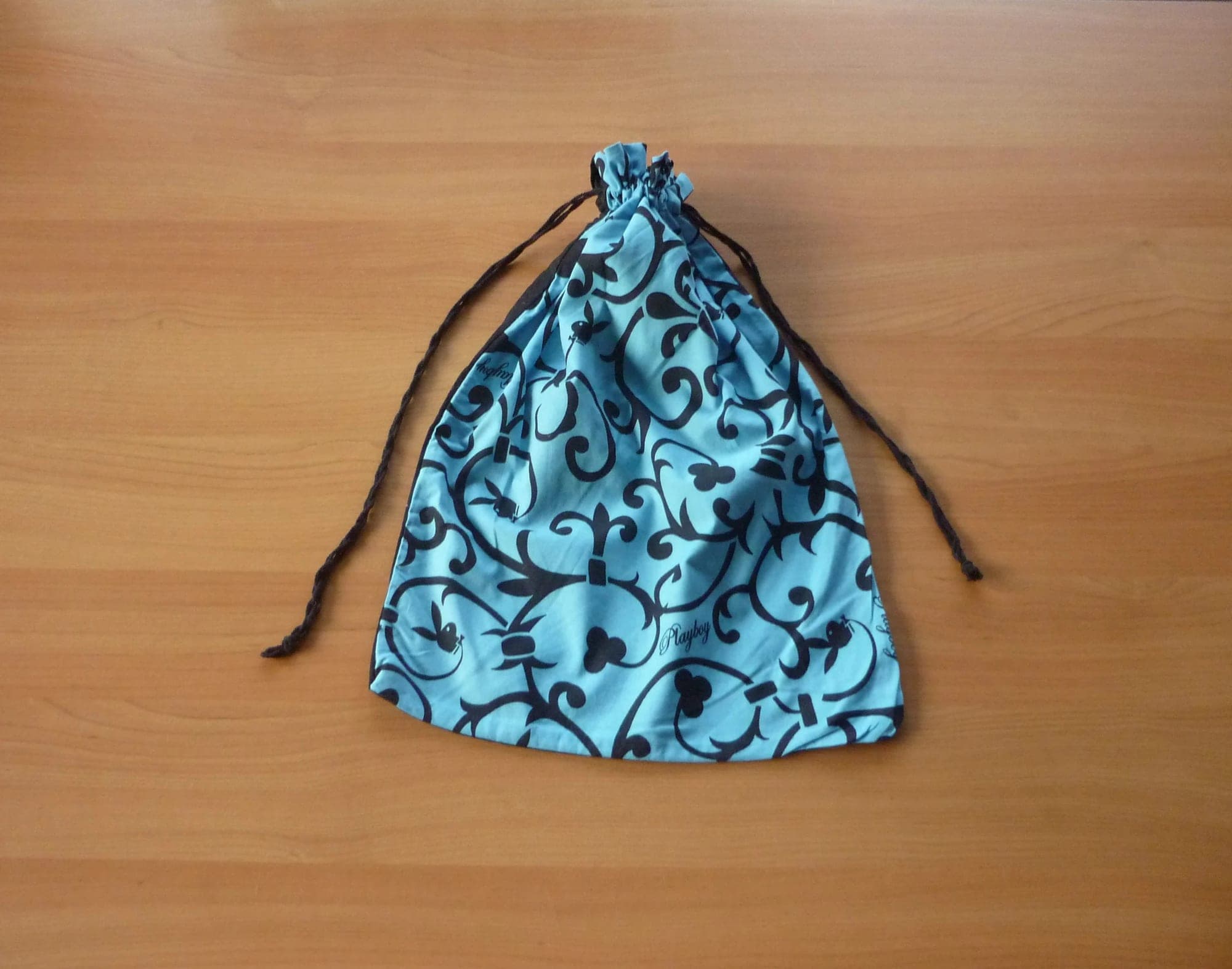 Blue black cotton Playboy travel bag storage case clothing bag