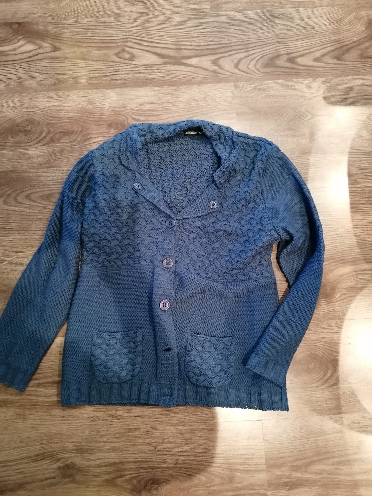 Blue knitted cardigan LIVINGSTON size XL