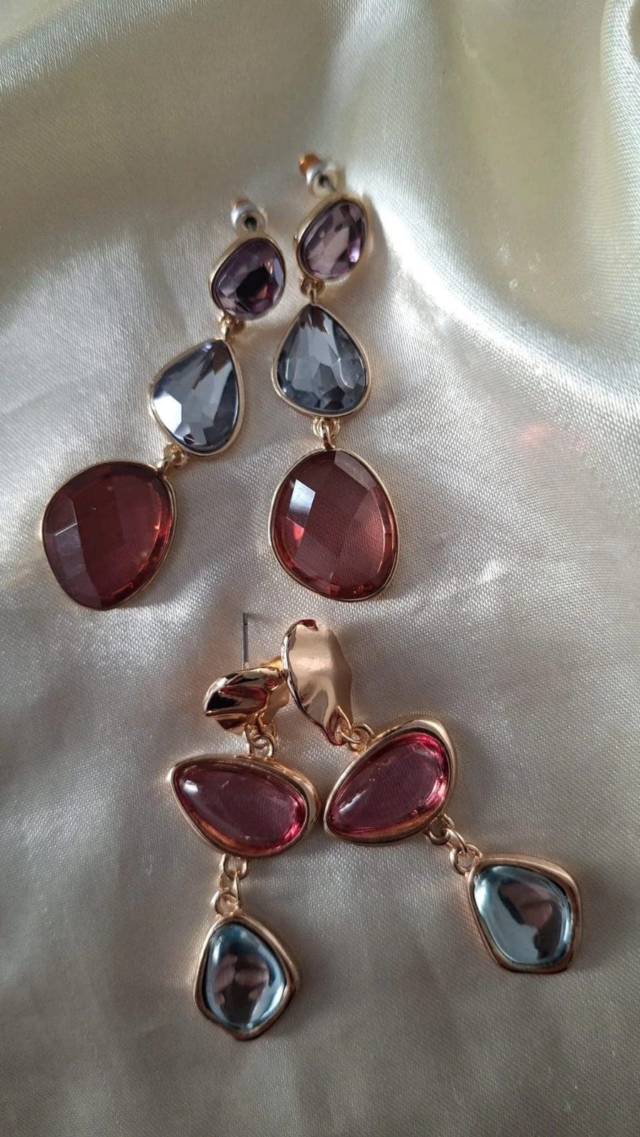 Strass trendy oorstekers multicolor - set van 2