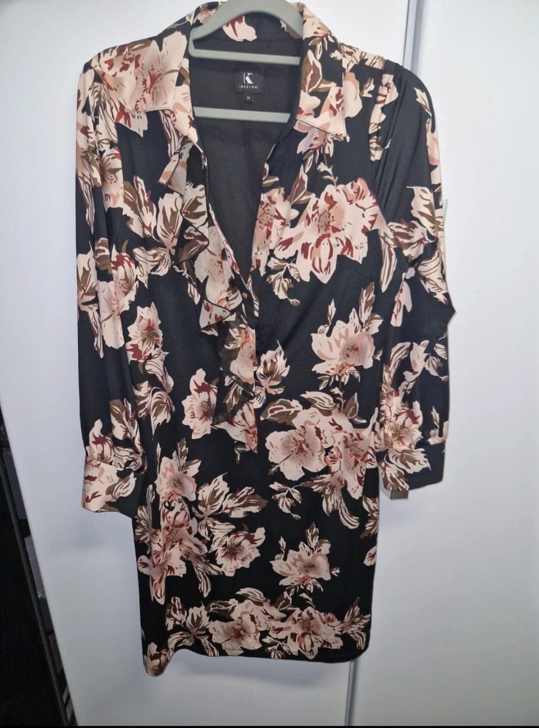 K Design bloemen blazer jurk zwart roze
