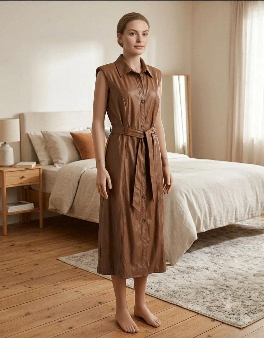 Robe longue Shein marron imitation cuir