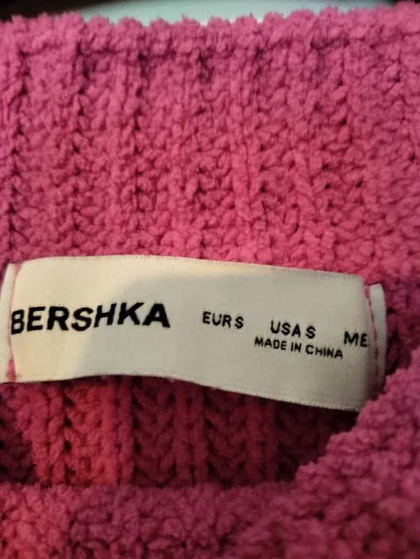 Bershka fuchsia roze geribde crop trui