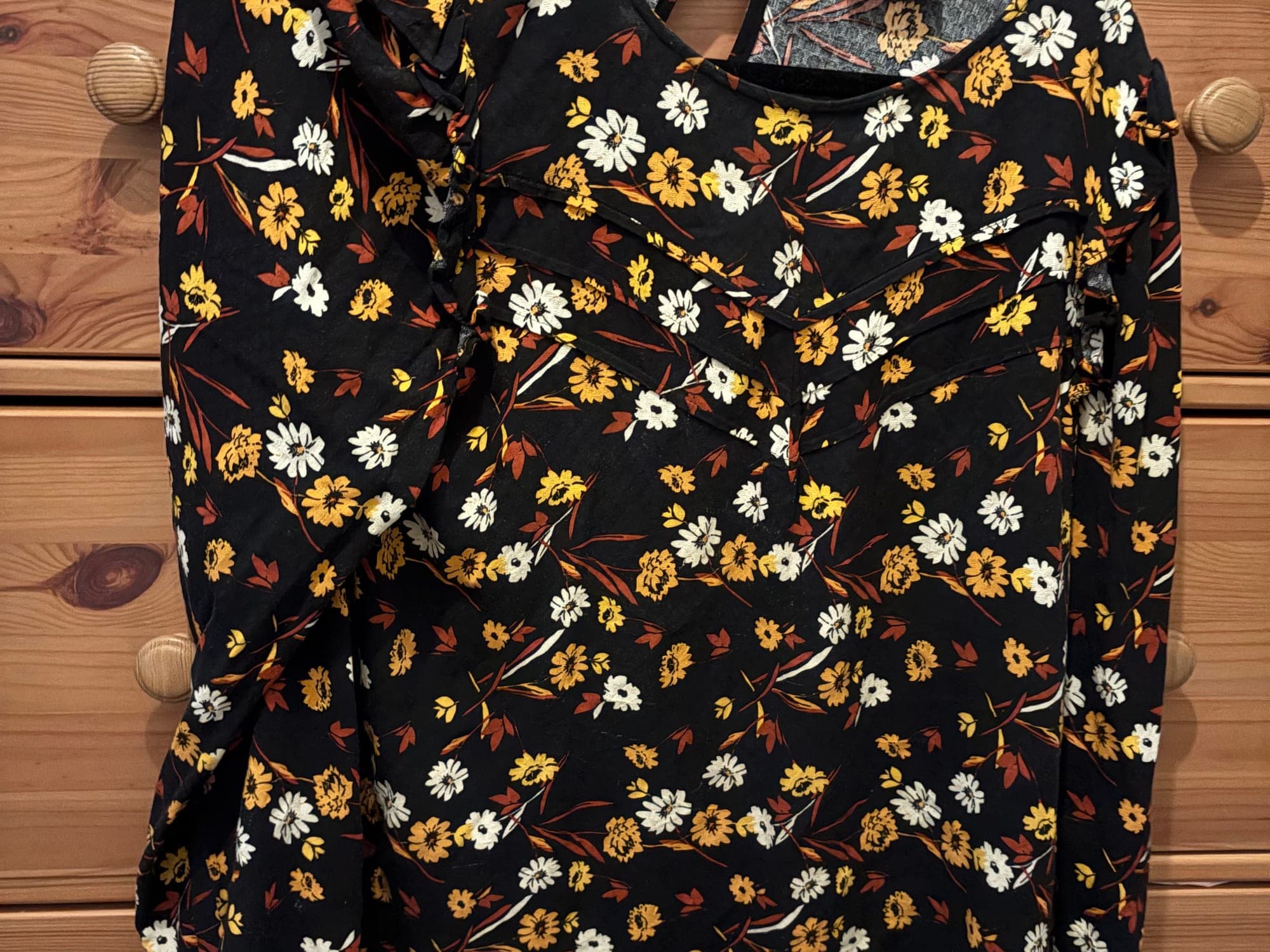 Blouse met bloemenprint zwart geel wit