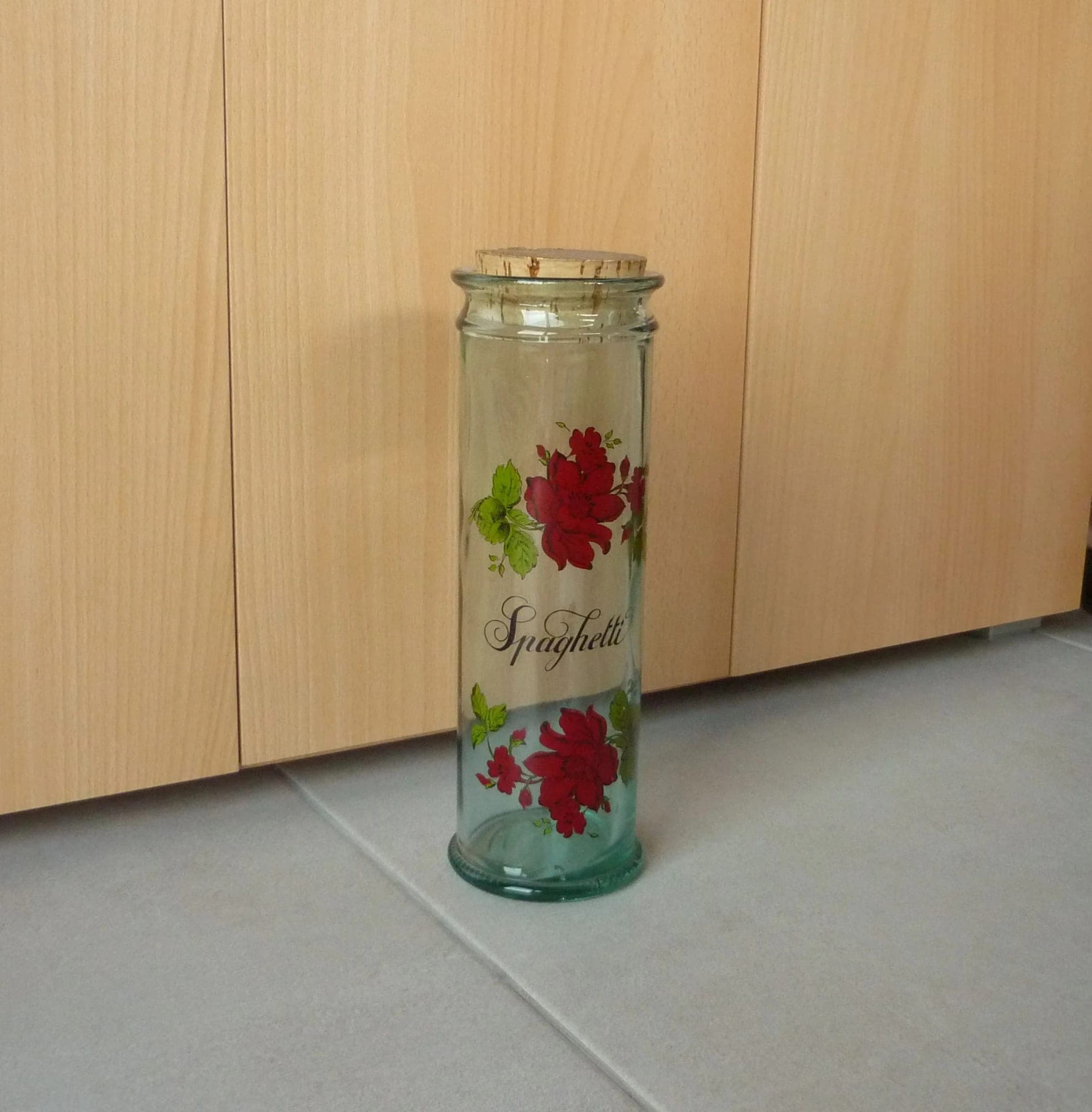 Glazen hoge retro spaghetti opbergpot