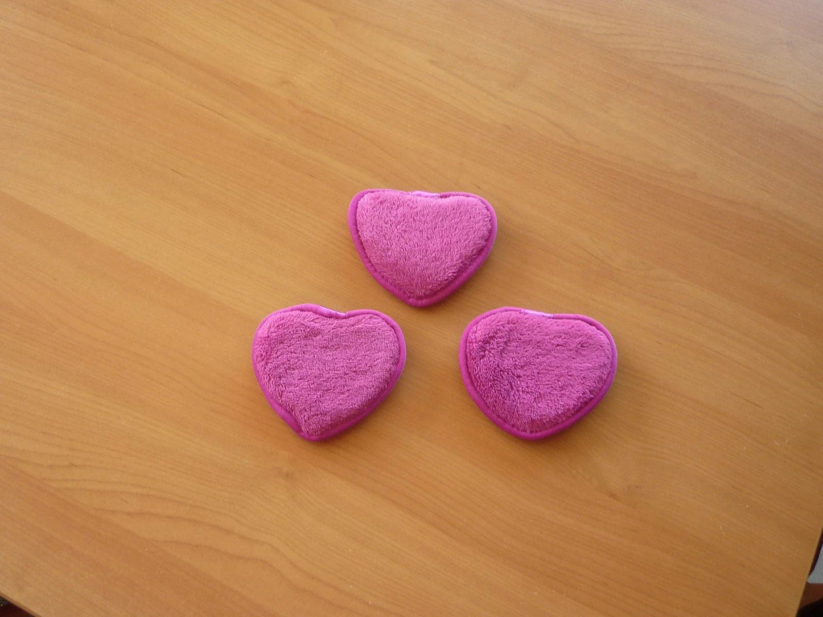 Set de 3 disques démaquillants réutilisables fuchsia rose foncé violet Cœur