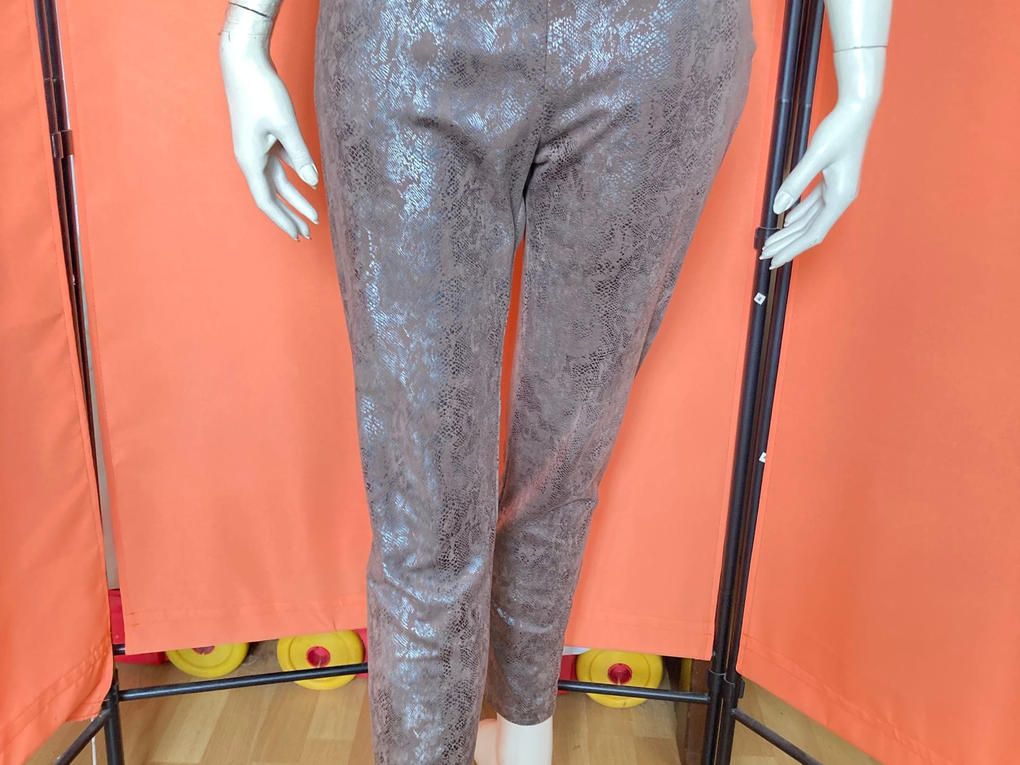 Legging beige marron avec paillettes et motif python