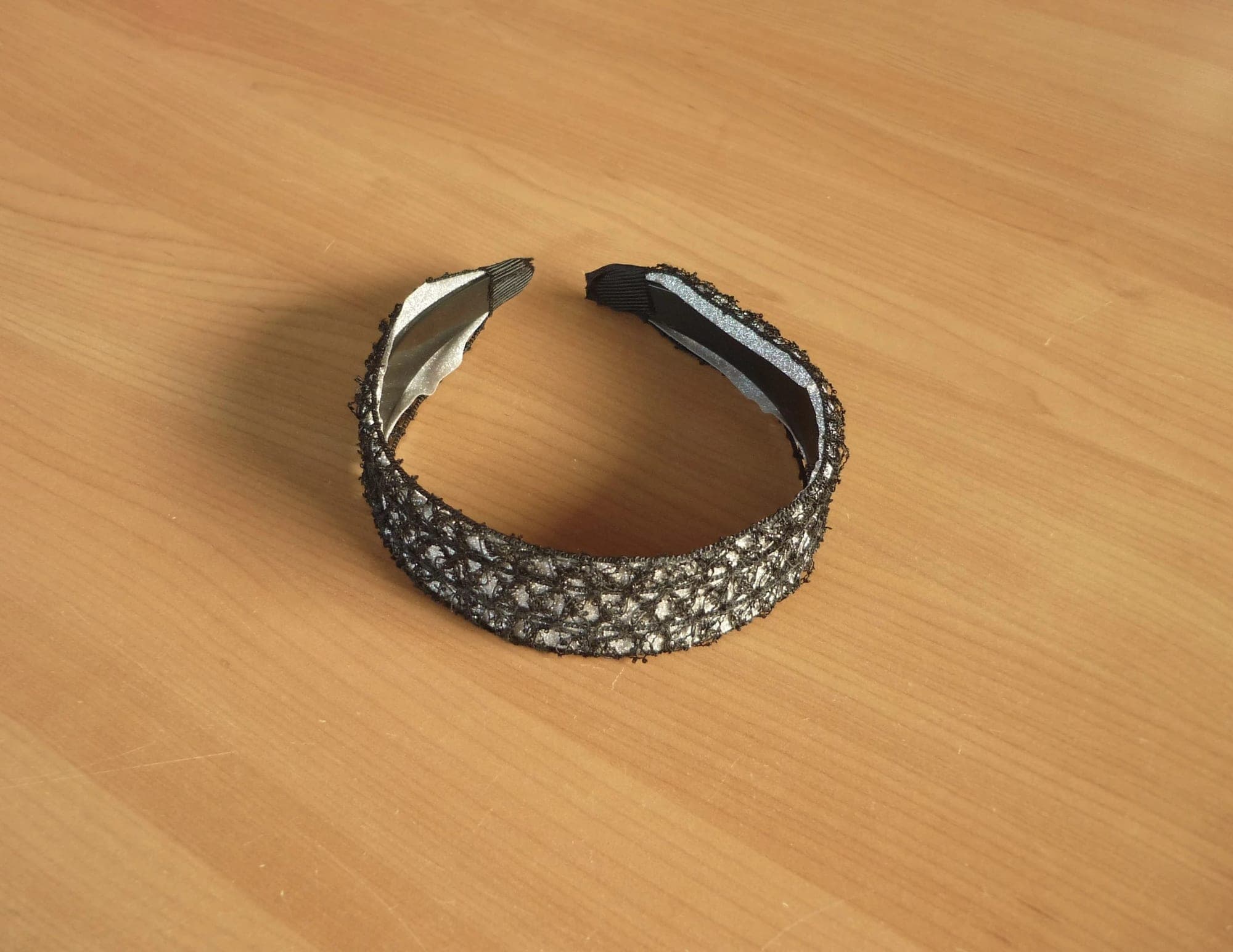 Zwart kant glitter zilverkleurige diademe haarband