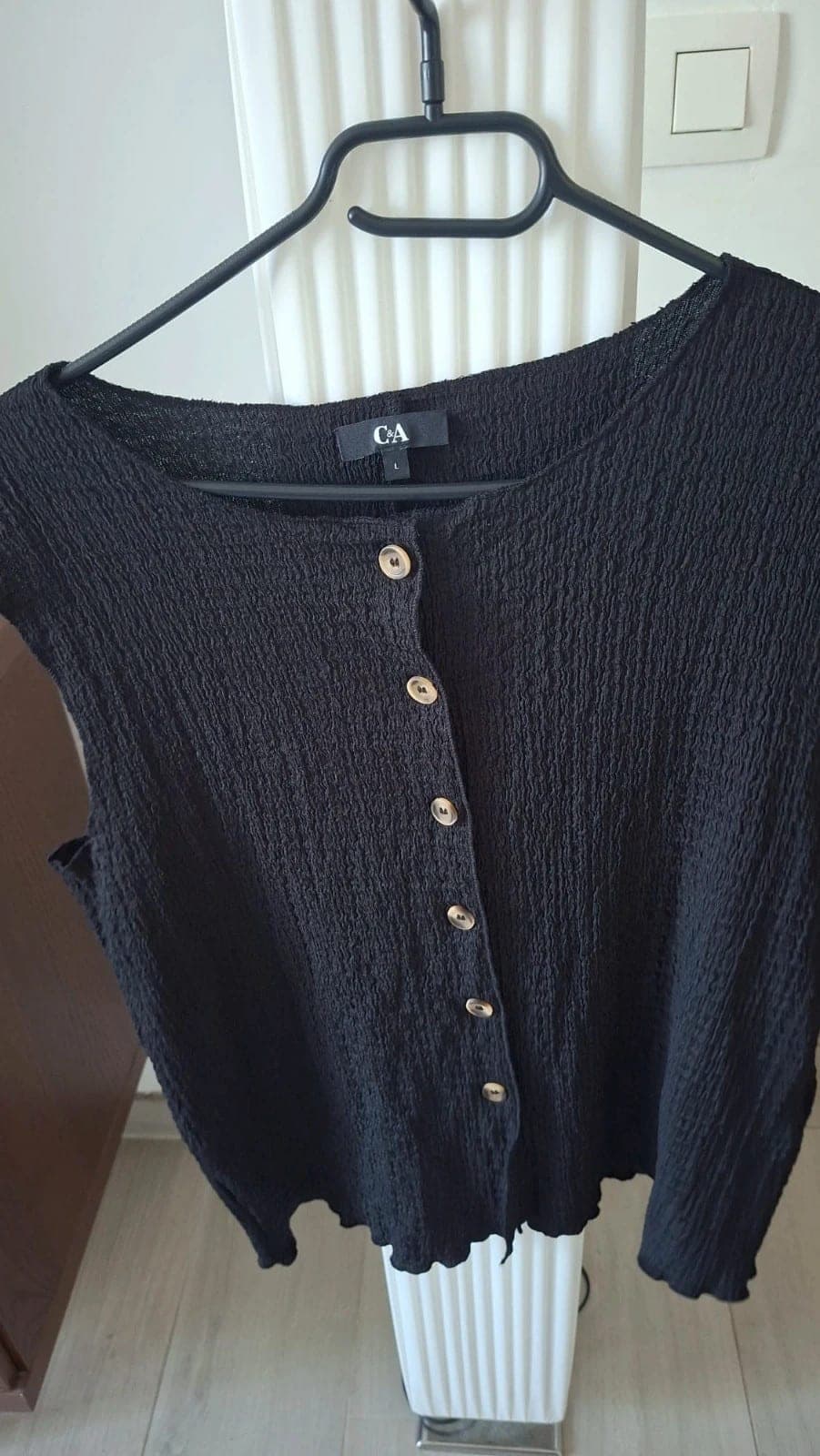 C&A Gilet zwart maat L/40 - geribbeld met knopen