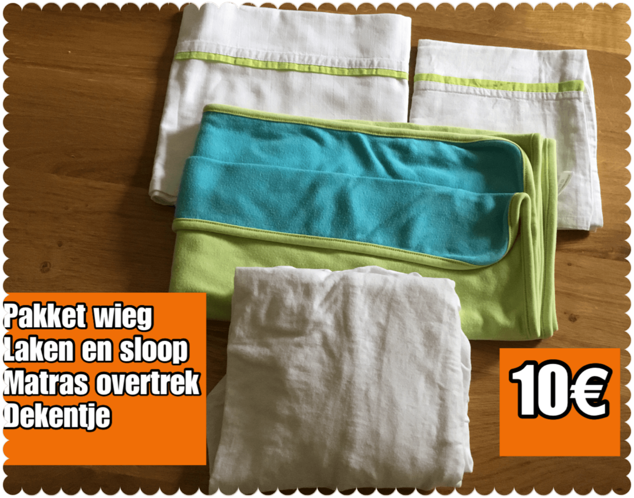 Pakket wieg laken en sloop - matras overtrek dekentje