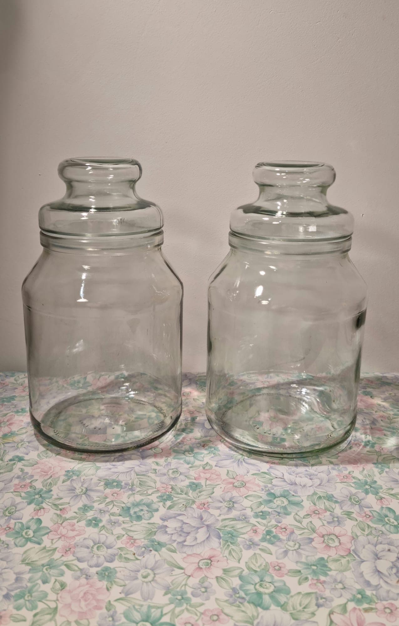 Set de 2 pots en verre avec couvercle - pots de rangement vintage