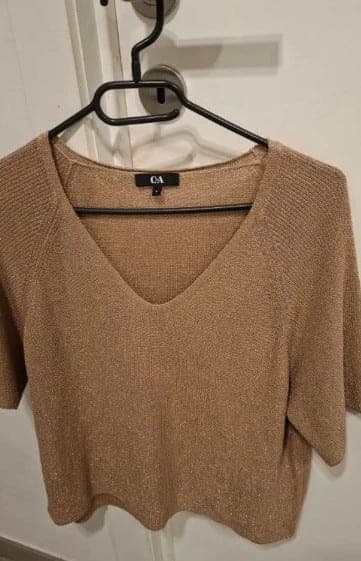 C&A blouse met glitterdraad goudkleurig maat L