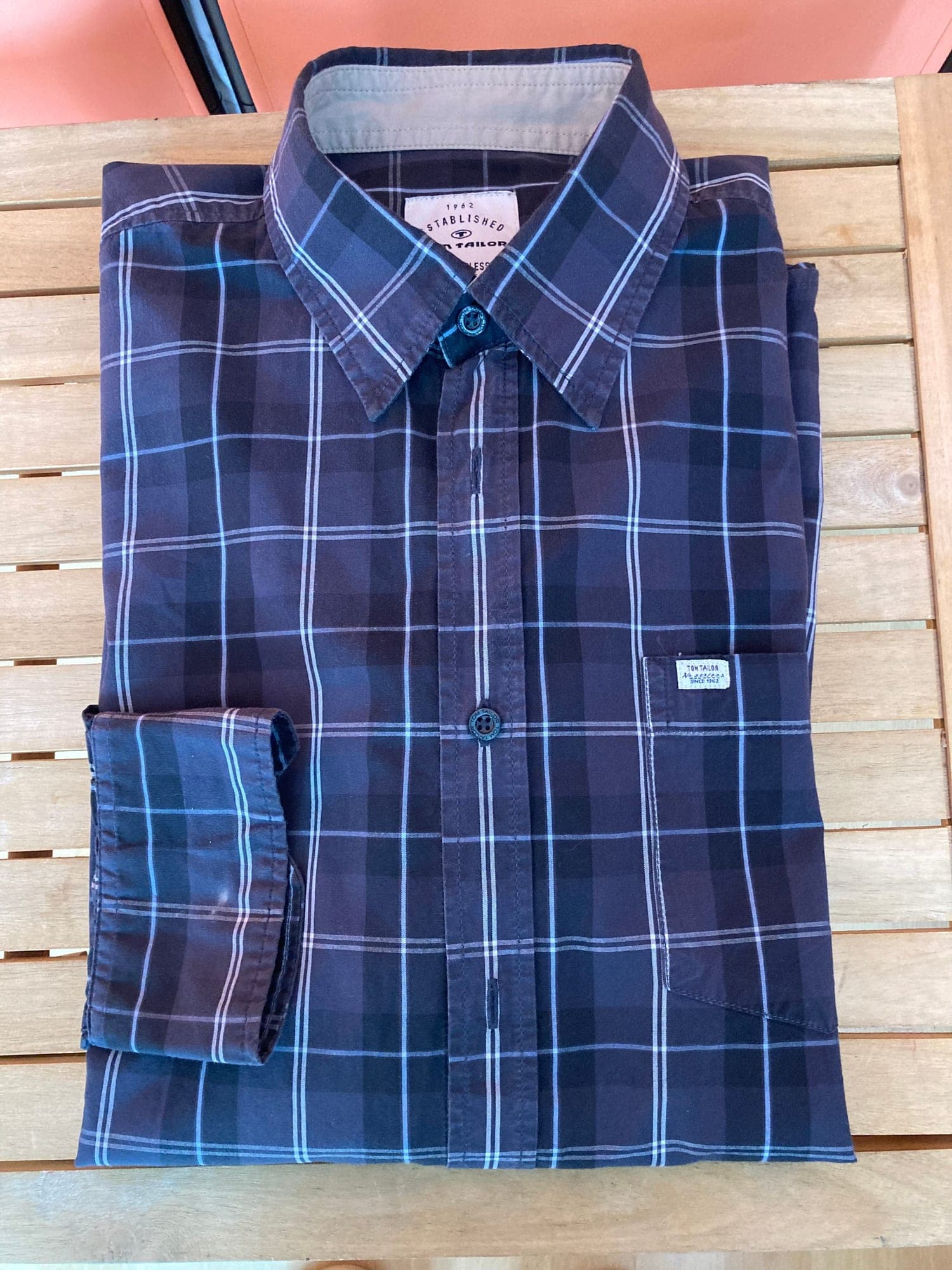 Tom Tailor geruit overhemd blauw/grijs