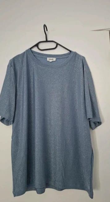 Norah blouse met glitter in blauw, maat XXL