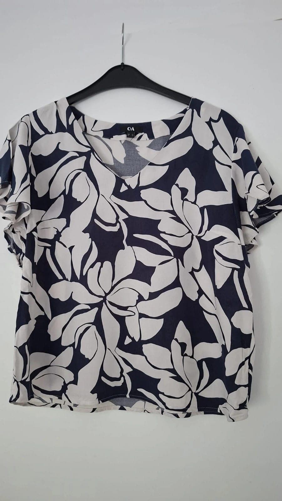 C&A blouse met bloemenprint - wit/navy XXL